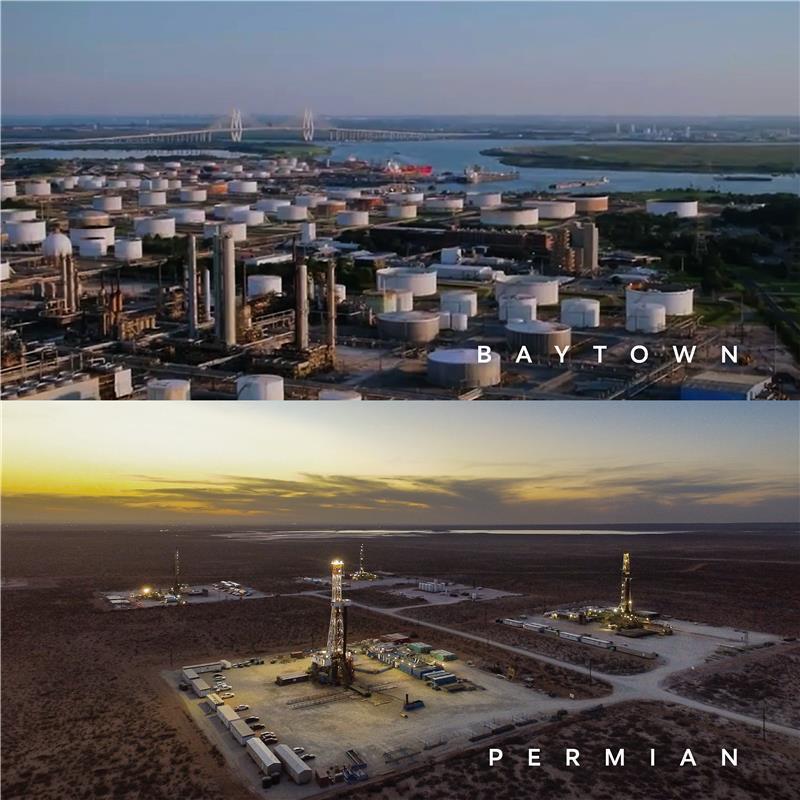 Baytown facility top Permian Basin bottom