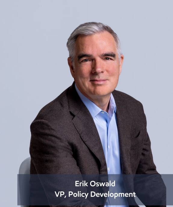 Headshot of Low Carbon Solutions VP of Policy Development, Erik Oswald.